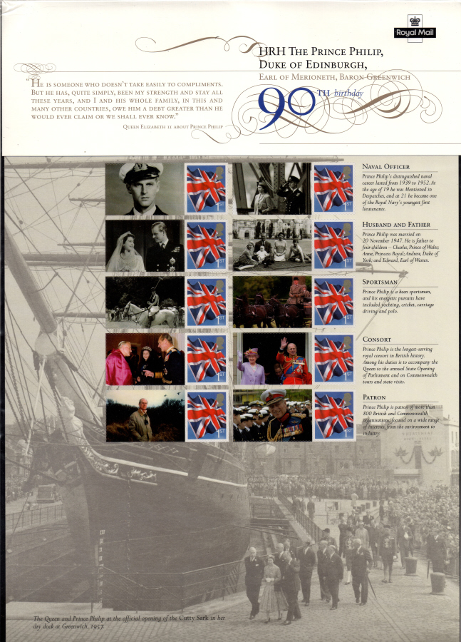 (image for) CS14 2011 HRH Prince Philip 90th Birthday Commemorative Sheet - Click Image to Close
